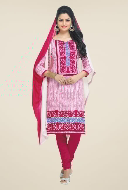 Salwar Studio Pink & White Regular Wash Dress Material Salwar Studio Pink & White Regular Wash Dress Material