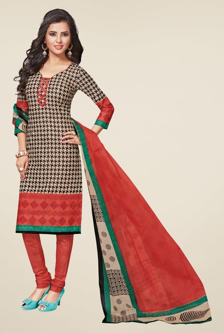 Salwar Studio Black & Red Regular Wash Dress Material Salwar Studio Black & Red Regular Wash Dress Material