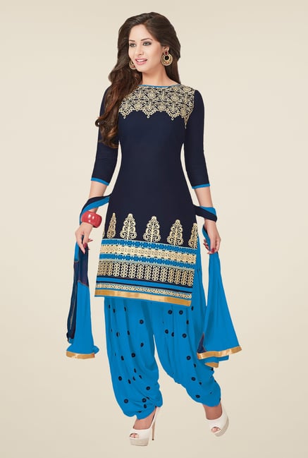 Salwar Studio Navy & Blue Patiyala Dress Material Salwar Studio Navy & Blue Patiyala Dress Material