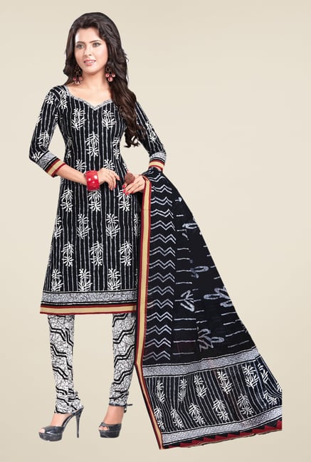Salwar Studio Black & White Printed Cotton Dress Material Salwar Studio Black & White Printed Cotton Dress Material