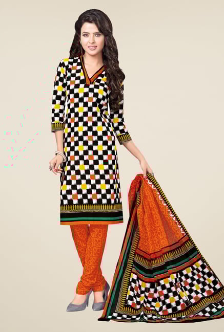 Salwar Studio Multicolor & Orange Printed Dress Material Salwar Studio Multicolor & Orange Printed Dress Material