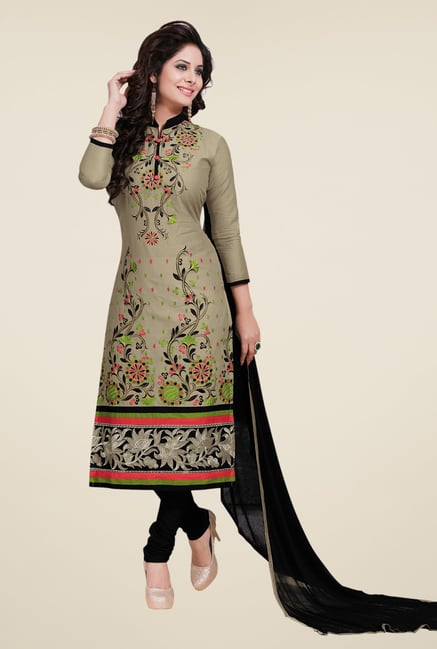 Salwar Studio Grey & Black Embroidered Dress Material Salwar Studio Grey & Black Embroidered Dress Material