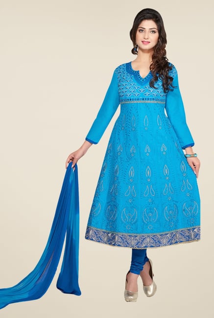 Salwar Studio Blue Embroidered Dress Material Salwar Studio Blue Embroidered Dress Material