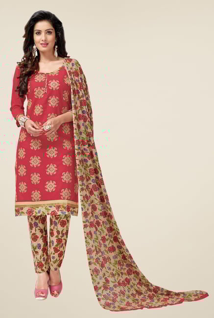 Salwar Studio Red & Beige Lawn Embroidered Dress Material Salwar Studio Red & Beige Lawn Embroidered Dress Material