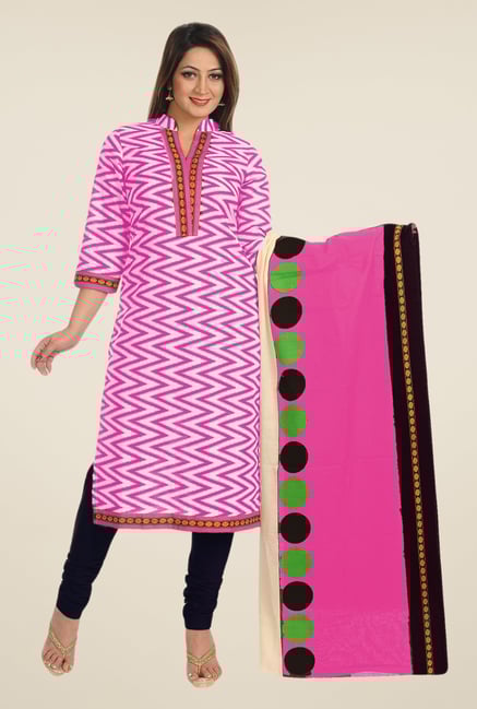 Salwar Studio Pink & Black Printed Free Size Dress Material Salwar Studio Pink & Black Printed Free Size Dress Material