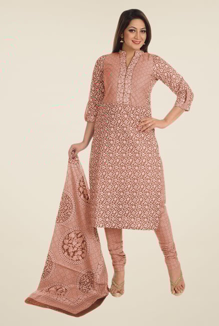 Salwar Studio Rust Printed Dress Material Salwar Studio Rust Printed Dress Material