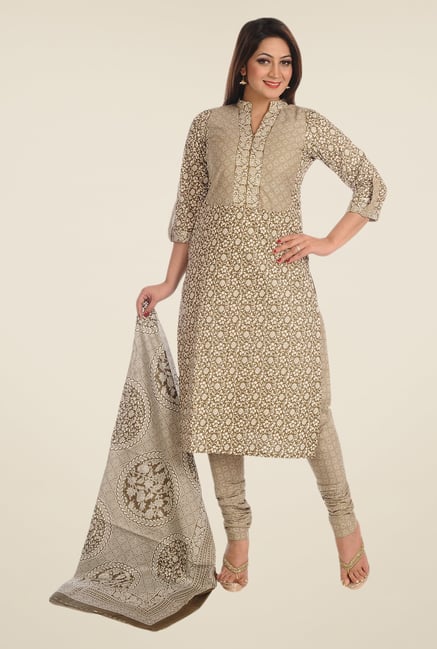 Salwar Studio Olive Printed Dress Material Salwar Studio Olive Printed Dress Material