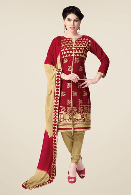 Salwar Studio Maroon & Beige Free Size Dress Material Salwar Studio Maroon & Beige Free Size Dress Material