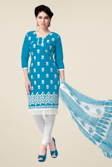 Salwar Studio Blue & White Embroidered Dress Material Salwar Studio Blue & White Embroidered Dress Material