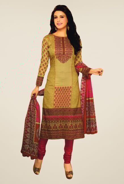 Salwar Studio Beige & Pink Lawn Satin Printed Dress Material Salwar Studio Beige & Pink Lawn Satin Printed Dress Material