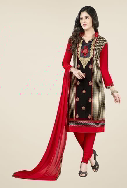 Salwar Studio Black & Red Embroidered Dress Material Salwar Studio Black & Red Embroidered Dress Material