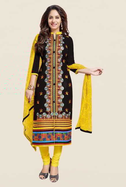 Salwar Studio Black & Yellow Embroidered Dress Material Salwar Studio Black & Yellow Embroidered Dress Material