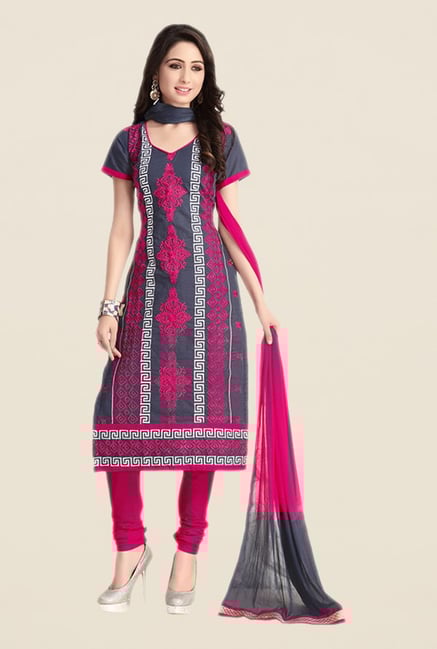 Salwar Studio Grey & Pink Embroidered Dress Material Salwar Studio Grey & Pink Embroidered Dress Material