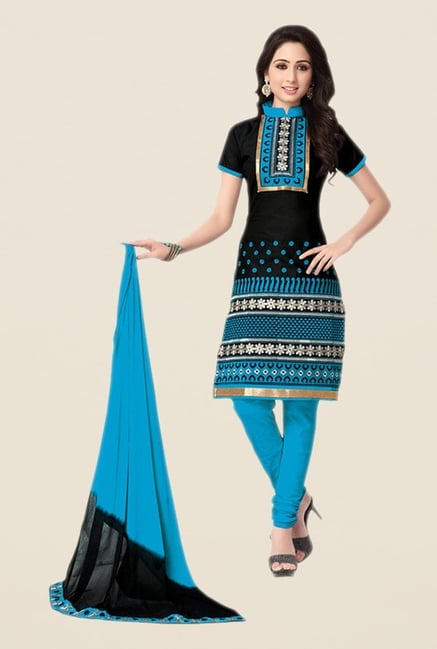 Salwar Studio Black & Blue Embroidered Dress Material Salwar Studio Black & Blue Embroidered Dress Material