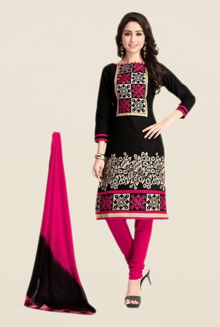 Salwar Studio Black & Pink Regular Wash Dress Material Salwar Studio Black & Pink Regular Wash Dress Material