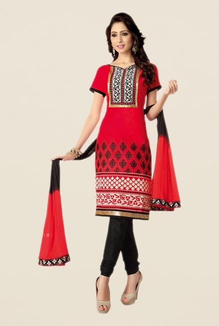 Salwar Studio Red & Black Free Size Dress Material Salwar Studio Red & Black Free Size Dress Material