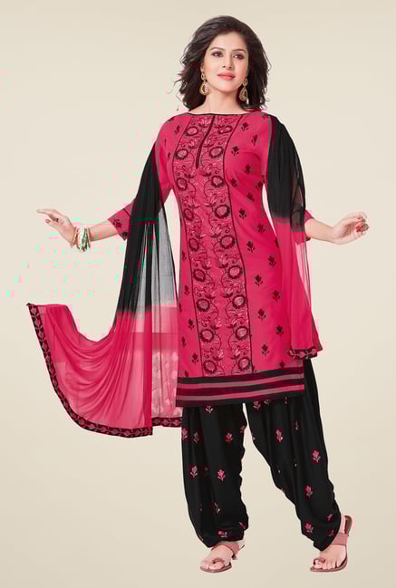 Salwar Studio Pink & Black Patiyala Dress Material Salwar Studio Pink & Black Patiyala Dress Material