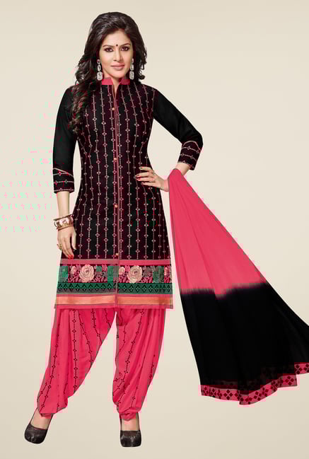 Salwar Studio Black & Pink Patiyala Dress Material Salwar Studio Black & Pink Patiyala Dress Material