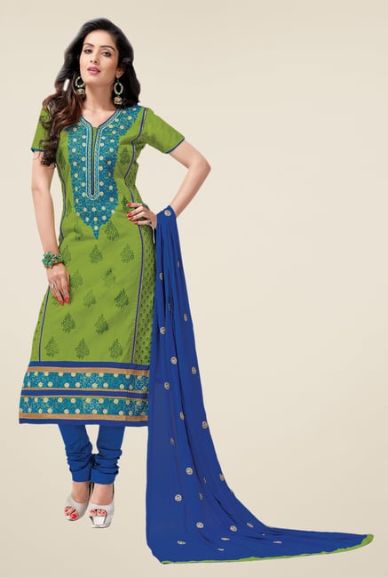 Salwar Studio Sea Green & Blue Lawn Dress Material Salwar Studio Sea Green & Blue Lawn Dress Material