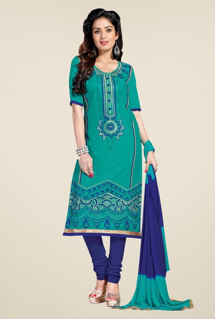 Salwar Studio Rama Green & Blue Lawn Dress Material Salwar Studio Rama Green & Blue Lawn Dress Material