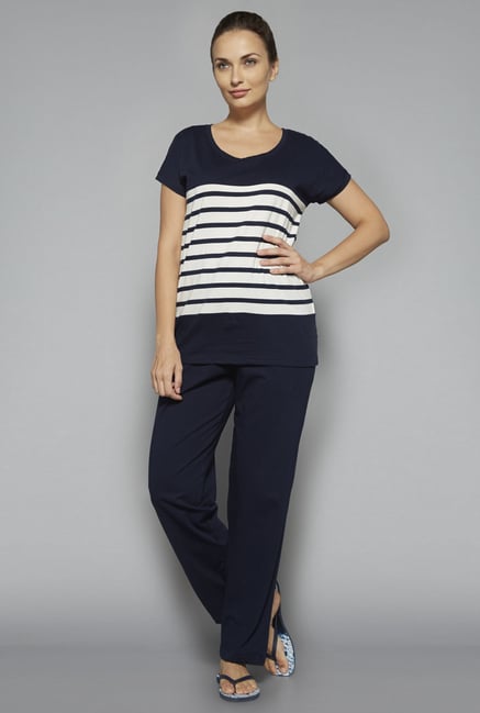 Intima by Westside Navy Solid Pyjama Set Intima by Westside Navy Solid Pyjama Set