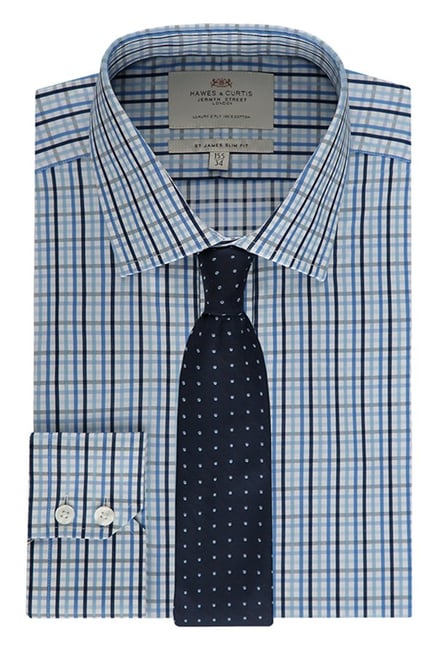 Hawes & Curties Blue St James SC Multi Checks Shirt Hawes & Curties Blue St James SC Multi Checks Shirt