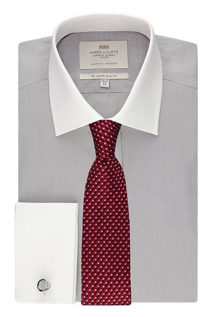 Hawes & Curties Grey St James DC Dogstooth Shirt Hawes & Curties Grey St James DC Dogstooth Shirt