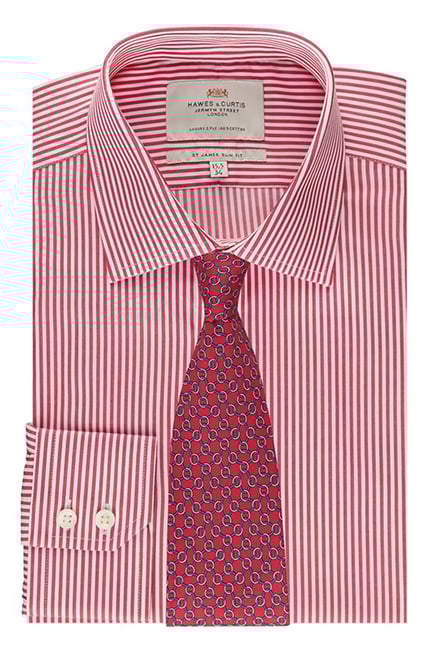 Hawes & Curties Red & White St James SC Bengal Striped Shirt Hawes & Curties Red & White St James SC Bengal Striped Shirt