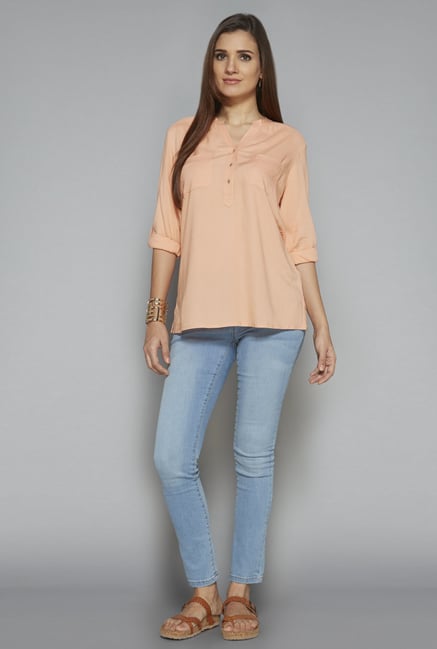 LOV by Westside Peach Phoebe Blouse LOV by Westside Peach Phoebe Blouse