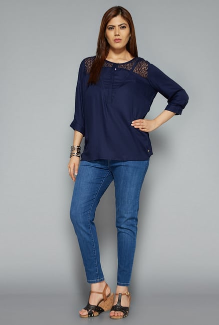 Gia by Westside Navy Liya Blouse Gia by Westside Navy Liya Blouse