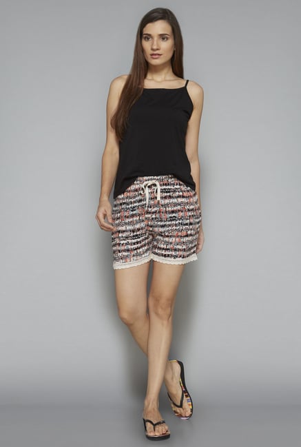 Intima by Westside Beige Abstract Print Shorts Intima by Westside Beige Abstract Print Shorts