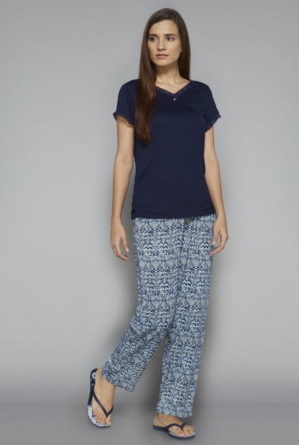 Intima by Westside Blue Geometric Print Pyjama Intima by Westside Blue Geometric Print Pyjama