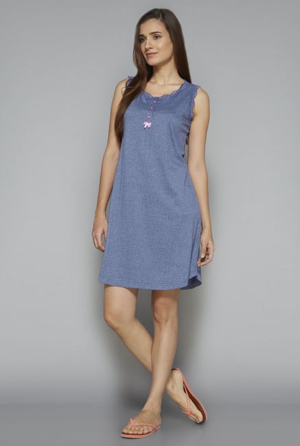 Intima by Westside Blue Printed Nightdress Intima by Westside Blue Printed Nightdress