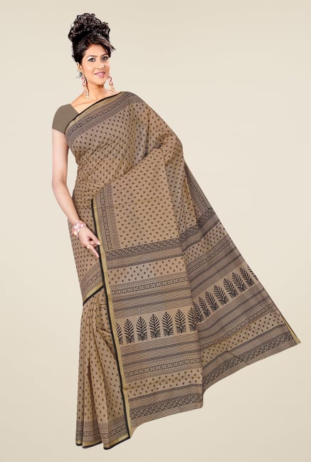 Salwar Studio Beige & Black Ethnic Wear Printed Saree Salwar Studio Beige & Black Ethnic Wear Printed Saree