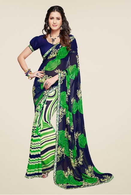 Salwar Studio Green and Blue Printed Saree Salwar Studio Green and Blue Printed Saree
