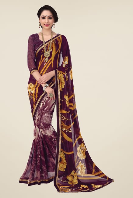Salwar Studio Wine Printed Saree Salwar Studio Wine Printed Saree