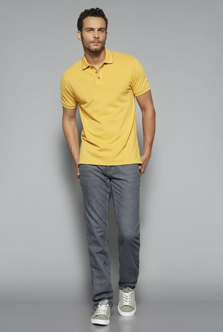 Westsport by Westside Yellow Solid Polo T Shirt Westsport by Westside Yellow Solid Polo T Shirt