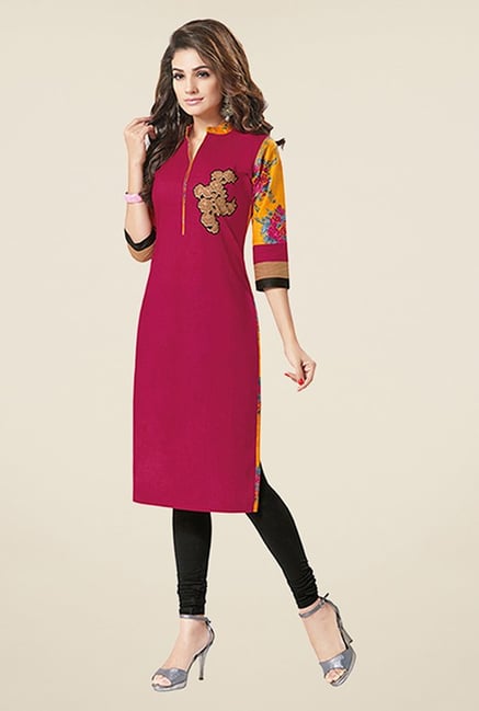Salwar Studio Pink & Yellow Unstitched Kurti Salwar Studio Pink & Yellow Unstitched Kurti