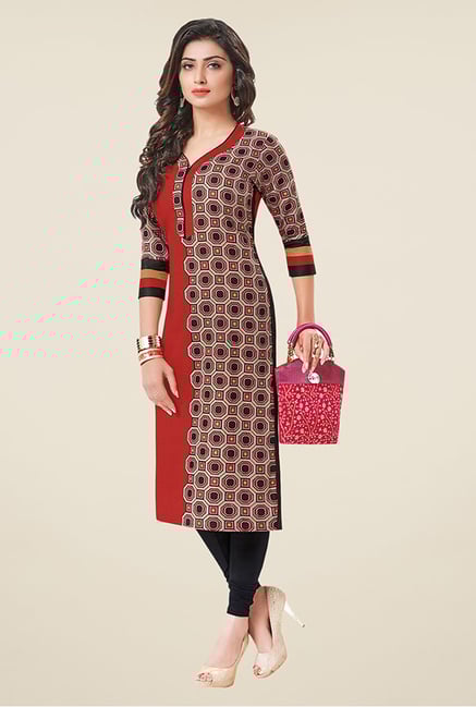 Salwar Studio Maroon & Black Printed Unstitched Kurti Salwar Studio Maroon & Black Printed Unstitched Kurti