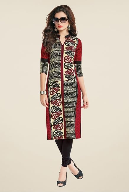 Salwar Studio Maroon & Black Printed Unstitched Kurti Salwar Studio Maroon & Black Printed Unstitched Kurti