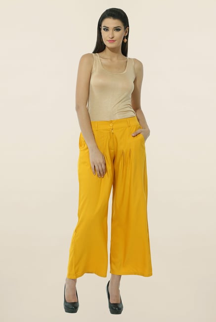 W Yellow Pleated Palazzos W Yellow Pleated Palazzos