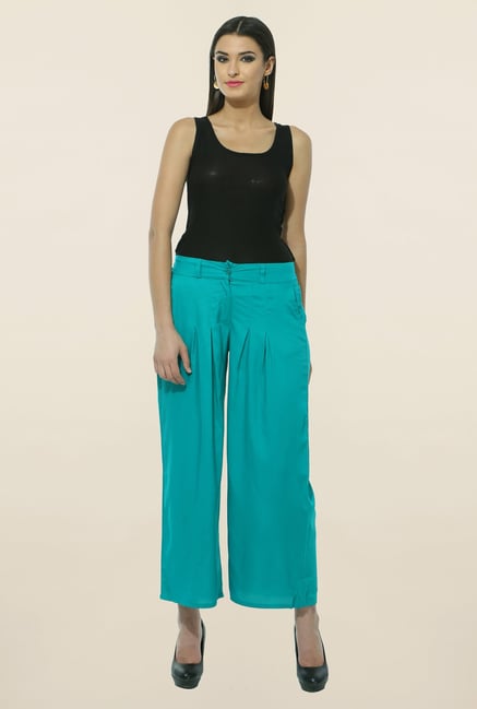 W Turquoise Pleated Palazzos W Turquoise Pleated Palazzos