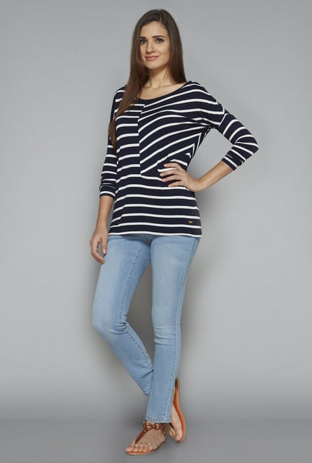 LOV by Westside Navy & White Roma Top LOV by Westside Navy & White Roma Top
