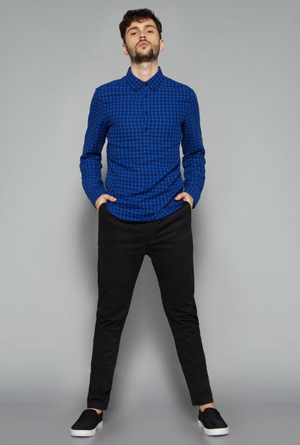 Nuon Men by Westside Blue Checks Shirt Nuon Men by Westside Blue Checks Shirt