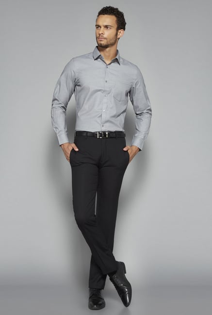 Weststreet by Westside Grey Houndstooth Print Shirt Weststreet by Westside Grey Houndstooth Print Shirt