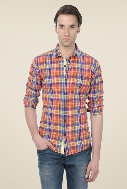 Basics Orange Checks Shirt Basics Orange Checks Shirt