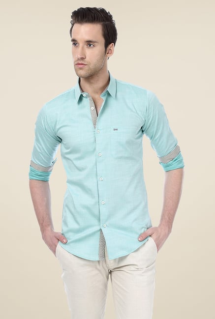 Basics Turquoise Solid Shirt Basics Turquoise Solid Shirt