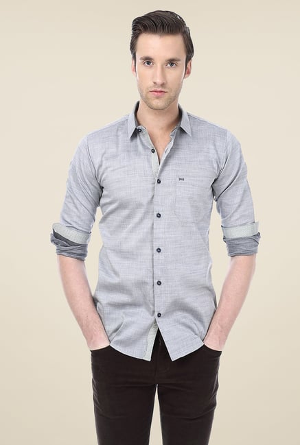 Basics Grey Solid Shirt Basics Grey Solid Shirt