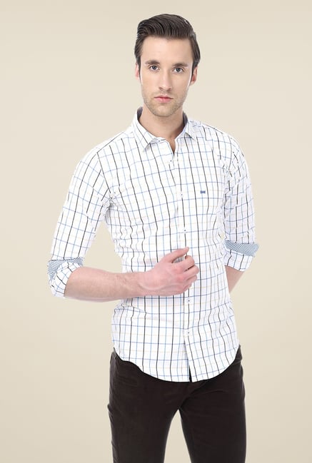 Basics Off White Checks Shirt Basics Off White Checks Shirt