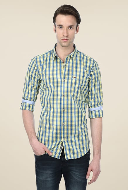 Basics Blue & Yellow Checks Shirt Basics Blue & Yellow Checks Shirt